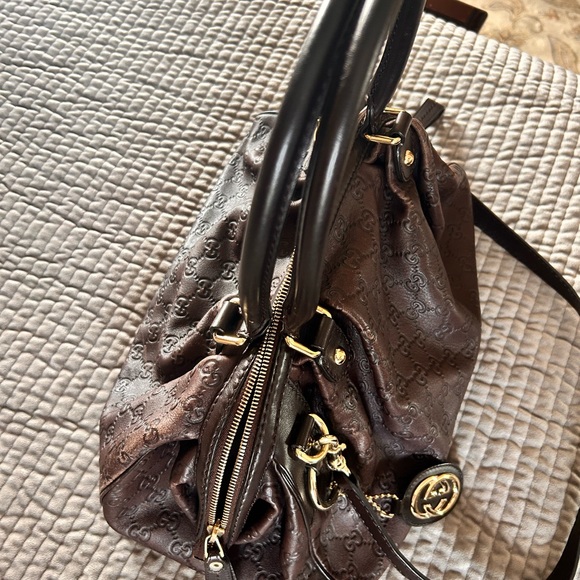Gucci Dark Brown Embossed Shoulder Bag - Picture 9 of 11